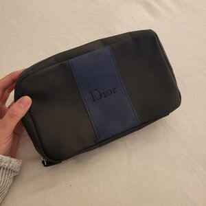 Christian Dior Toiletry Makeup Bag /Cosmetic Pouch Blue Black